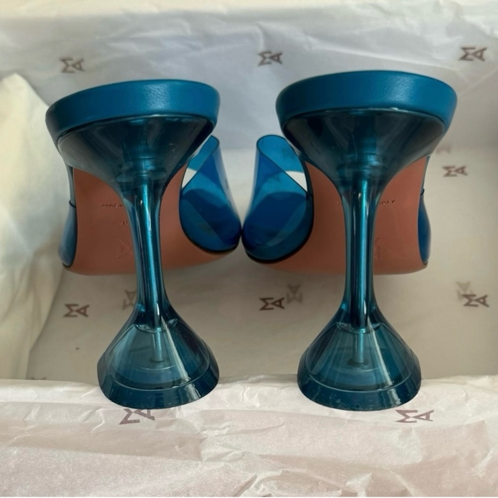 Amina Muaddi Blue Lupita Pvc Metallic Mules. AUTHENTIC! EU 38,5 size. - Picture 4 of 15
